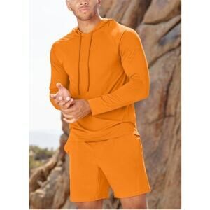 Alo Yoga idol hooded runner men's small orange